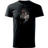 Vlk indián so slúchadlami - Tričko extra veľké (5-8XL) - 5XL ( Čierna )