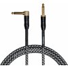 Cascha Professional Line Guitar Cable Tweed Black 3 m Rovný - Zalomený Nástrojový kábel