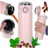 Termohrnček s výklopným viečkom a LED displejom 420 ml ružový
