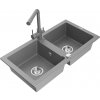 MEXEN/S MEXEN/S - Mario granitový drez 2-bowl vrátane batérie Duero, šedá 6504-71-671600-71
