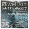 Wellion Safety LANCETS 25G LANCETA bezpečnostná priemer 1,8 mm sterilná jednorazová 200 ks
