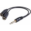 Audio Redukcia, Jack, Jack (3,5 mm) M (4-pólový)-Jack (3,5 mm) 2x F, 0.2, stereo, czarna