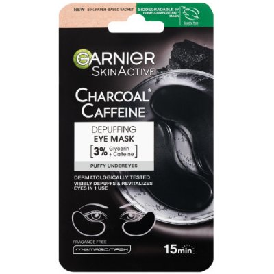 Garnier Skin Naturals Charcoal Caffeine Depuffing Eye Mask osvěžující maska na oční okolí s aktivním uhlím a kofeinem 5 g
