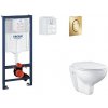 Grohe Rapid SL - Set predstenovej inštalácie, klozetu, dosky SoftClose a tlačidla Arena Cosmopolitan S, Cool Sunrise SANI11BB4125