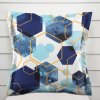 Biante bavlna s lemom Sandra SA-574 Modré hexagóny na bielom 30 x 50 cm