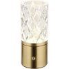 GLOBO 21010M LUNKI dotyková stolná lampička V190mm LED 2,5W/185lm 2700+6500+4000K mosadzná, priehľadná, vrátane batérie CR18650 1800mAh 3,7V, USB-A 2.0 - USB-C