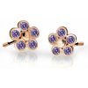 Dievčenské náušnice Danfil kvetiny C2744 zo ružového zlata, Amethyst, zapínanie puzeta