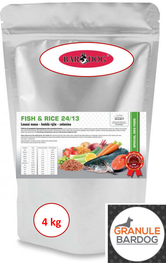 Bardog Hypoalergenné Fish rice 24/13 4 kg