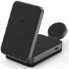 AppleMix Bezdrôtová nabíjačka Qi2 3v1 pre Apple iPhone / Watch / AirPods - Podpora MagSafe - Hliníková - Čierna
