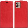 Peňaženkové kožené puzdro VERTICAL na Motorola Moto G32 - Červená