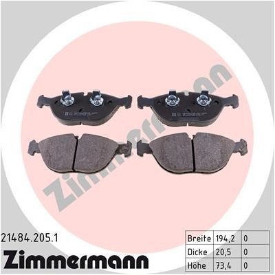 ZIMMERMANN Sada brzdových platničiek kotúčovej brzdy 214842051