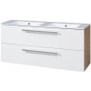 Mereo CN673 skrinka s dvojumývadlom 120 cm, biela/dub