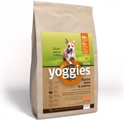 Yoggies Active kačica a zverina lisované za studena s probiotikami 2 x 5 kg