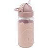 Plastová fľaša Easy Grip Elphee so slamkou 350 ml ružová