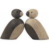 Kay Bojesen Drevený vtáčik Natural and Smoked Oak Wood – set 2 ks