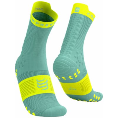 Compressport Cyklistické ponožky klasické PRO RACING V4.0 TRAIL svetlo zelená/žltá