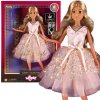Bábika Lily 30 cm s dlhými blond vlasmi v ružových šatách a bižutériou