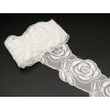 Vyšívaná čipka - kvety - biela - šírka 4,5 cm