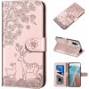 Peňaženkové kožené puzdro DEER na Xiaomi Redmi Note 10 Pro - Ružovozlatá