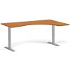 Ergonomický výškovo nastaviteľný stôl, 180x120 cm, 1 motor, L/P, sivá podnož, čerešňa