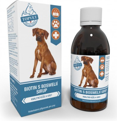 Topvet Sirup Biotín s Bosweliou pre psov 200 ml