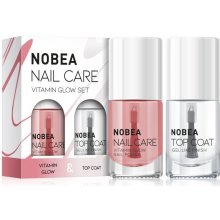 NOBEA Nail care Vitamin Glow ošetrujúci 6 ml + Top coat vrchný ochranný s leskom 6 ml