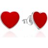 Agato Strieborné náušnice s červeným smaltom Srdiečka AGT-E154P