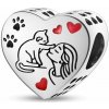 Strieborný prívesok S925 Strieborné Srdce Dievča a Mačka