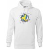 Volejbal lopta v triku - Mikina pánska Cape s kapucňou - 4XL ( Biela )