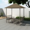 vidaXL Záhradný altánok so stolom a lavicami 2,5x1,5x2,4 m sivohnedý 180 g/m² 312222