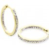 Strieborné pozlátené náušnice biele kruhy s kryštálmi Swarovski Elements Krystal