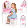 VEĽKÝ TOALETNÝ STOLÍK PRE DIEVČATKO TROJITÉ ZRKADLO TABURETKA ZÁSUVKA ECOTOYS