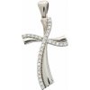 Zlatý prívesok z bieleho zlata so zirkónmi krížik 2654W (585/1000) 1.4 g