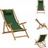 vidaXL Skladacie plážové kreslo eukalyptus z masívneho dreva a látky zelené - Záhradné stoličky