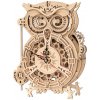 Robotime 3D drevené mechanické puzzle Hodiny Sova kyvadlové 161 ks