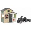 Set domček Priateľov a traktor na šliapanie Friends Evo Playhouse Life Smoby rozšíriteľný s prívesom Farmer XL Black
