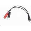 GEMBIRD Cable CABLEXPERT rozbočovací konektor 3,5 mm (4-pólový) na 2x3,5 mm M/F, 20 cm, čierny