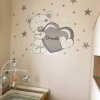 INSPIO Nálepka Detská na stenu - Medvedík s menom2 110x90 hviezdy a oblaky, zvieratá, samolepky s menom, medvede a sovy hnedá, krémová, plnofarebný motív