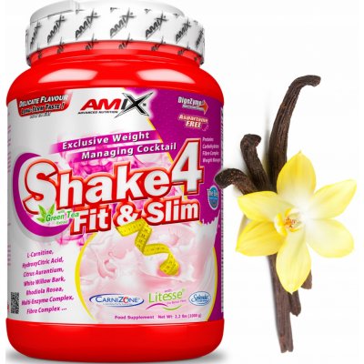 Prášok znižujúci chuť do jedla Amix Shake4 Fit & Slim vanilková príchuť 1000 g 1 ks.