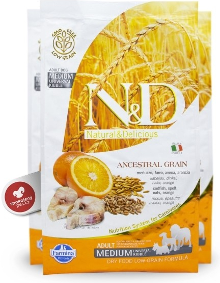 N&D Ancestral Grain Low Grain Dog Adult Codfish & Orange 2,5 kg