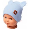 Baby Nellys Rebrovaná dvojvrstvová čiapka s uškami TEDDY sv. modrá