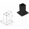 DOMAX PSP zaskrutkovacia pätka stĺpika so štvorcovou základňou Nastriekaný práškovou farbou čierne (C) PSP 90 - 91 x 150 x 150 x 1.8 mm (1 ks)