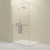 Erga Paris, sprchová zástena Walk-In 90x200 cm s poličkou a vešiakom na uteráky, 8mm číre sklo, chrómový profil, ERG-V02-PARIS-090x200-CL-CR-BAR