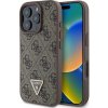 Guess PU 4G Strass Triangle Metal Logo Zadní Kryt pro iPhone 16 Pro Brown GUHCP16LP4TDPW