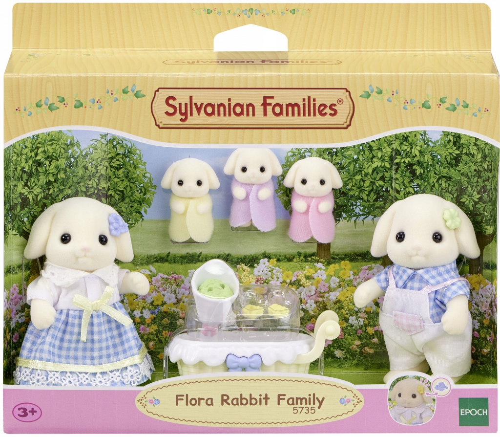 Sylvanian family Rodina Flora králiky s trojčatami