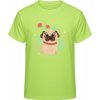 Premium tričko Motív psíka s kvetinkou limetkové