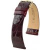 Remienok Hirsch Prestige Crocodile - bordový - 14 mm - M – Stredná dĺžka - 12 mm - Strieborná + 5 rokov záruka a darček ZADARMO