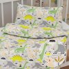 Biante Detské bavlnené posteľné obliečky do postieľky Sandra SA-564 Dinosaury a brontosaury na sivom Do postieľky 90x140 a 50x70 cm