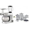 MEGAKOMBO Multifunkčný kuchynský robot BestBerg BBR-1900S + 15dielna sada nerezových hrncov a nepriľnavých panvíc BestBerg BBSC-15 / strieborná