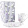 HOME ELEMENTS Porcelánový hrnček s podšálkou Levanduľa 360 ml